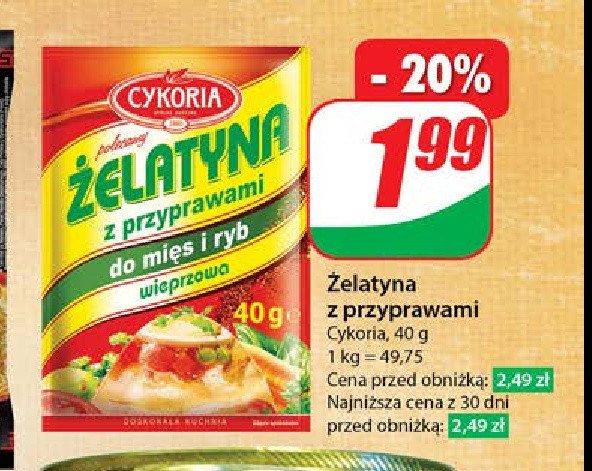 Żelatyna wieprzowa z przyprawami do mięs i ryb Cykoria promocja w Dino