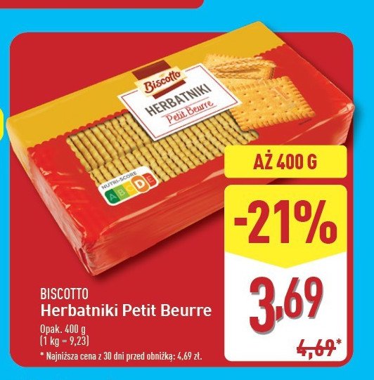 Herbatniki petit beurre Biscotto promocja w Aldi