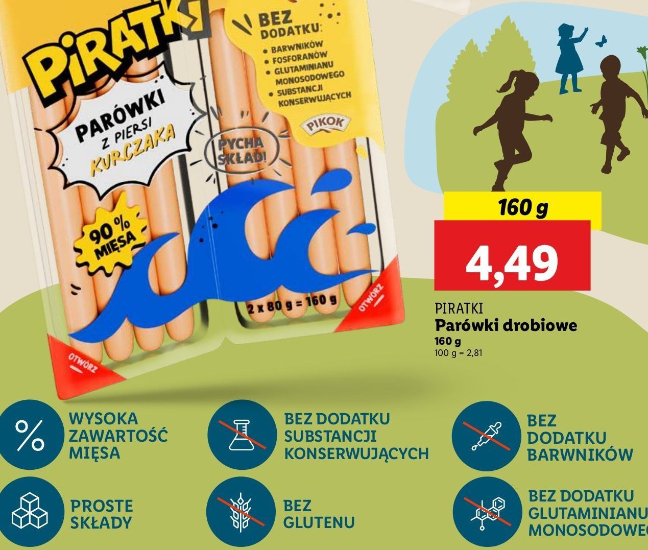 Parówki z piersi kurczaka Pikok piratki promocja w Lidl