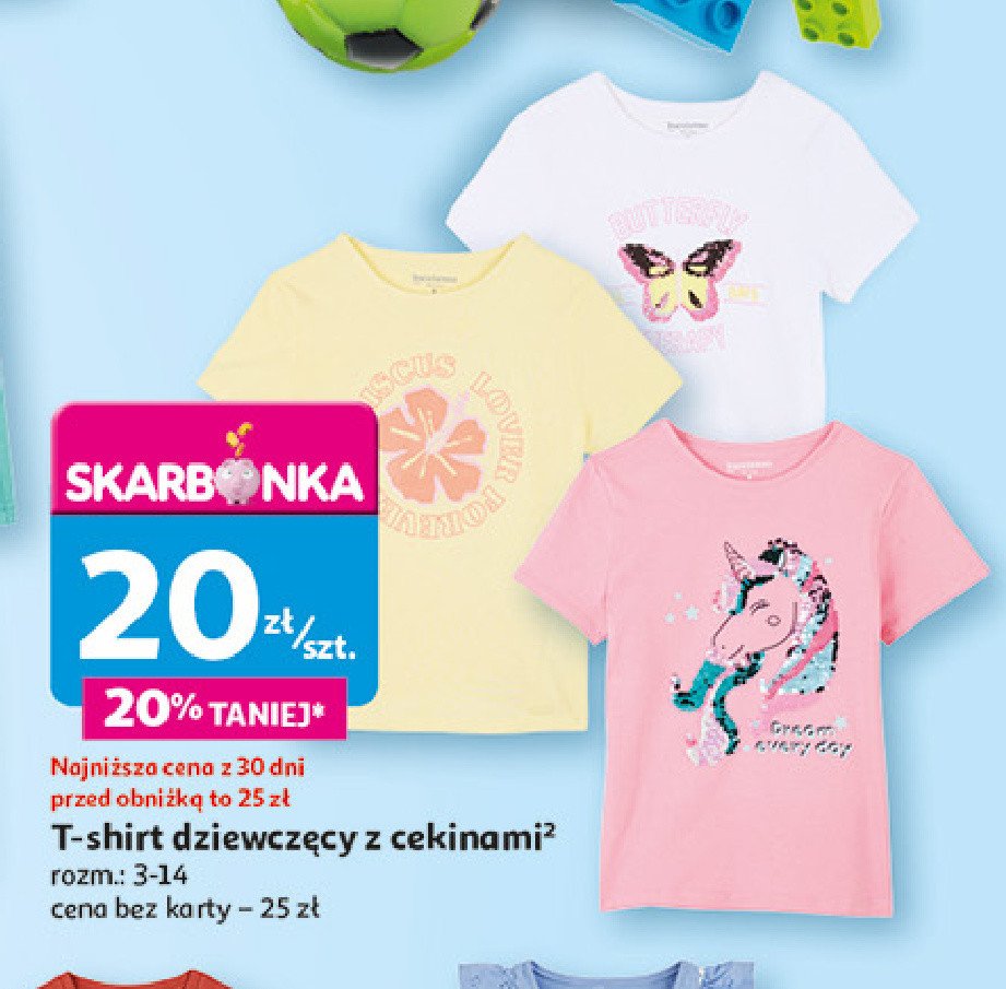 T-shirt dziewczęcy 3-14 lat promocja w Auchan