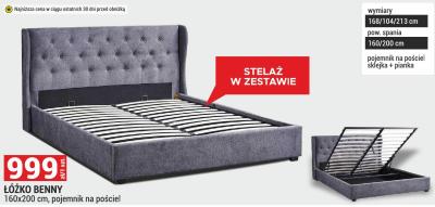 Łóżko BENNY 160x200 cm, pojemnik na pościel promocja w Merkury Market