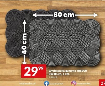 Wycieraczka gumowa TREVOR 60x40 cm promocja w Twój Market