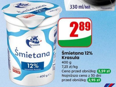 Śmietana 12% Krasula promocja w Dino