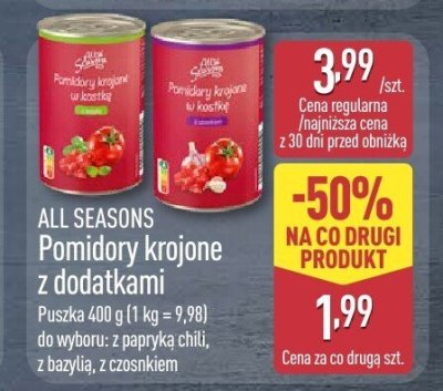 Pomidory krojone z czosnkiem promocja w Aldi