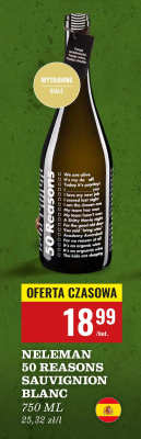Wino Neleman 50 reasons Sauvignion Blanc białe wytrawne promocja w Biedronka