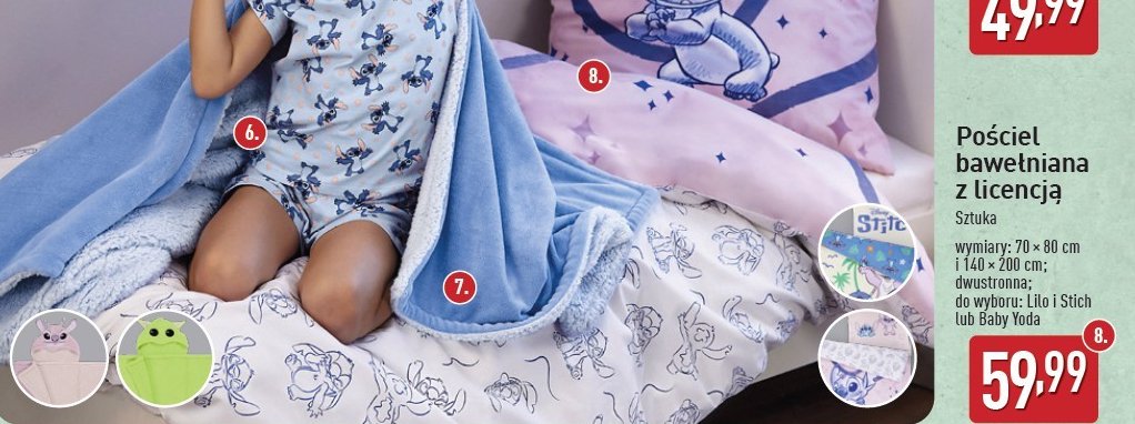 Komplet pościeli 160 x 200 cm + 70 x 80 cm lilo & stich promocja w Aldi
