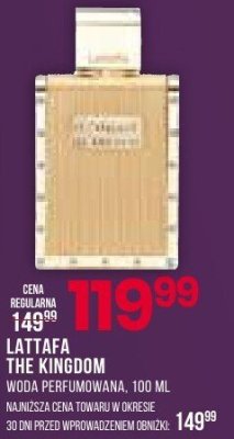 Woda perfumowana Lattafa The Kingdom, 100 ml promocja w Drogerie Natura