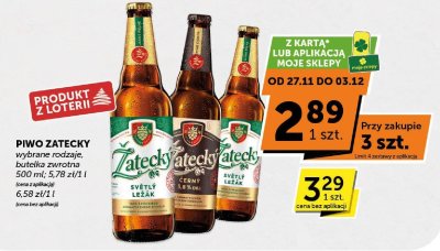 Piwo ŻATECKY wybrane rodzaje, butelka zwrotna 500ml promocja w Groszek