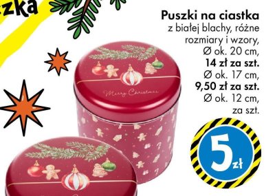 Puszki na ciastka z białej blachy, różne rozmiary i wzory, Ø ok. 12 cm promocja w Tedi