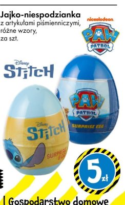 Jajko-niespodzianka Paw Patrol/Stitch promocja w Tedi