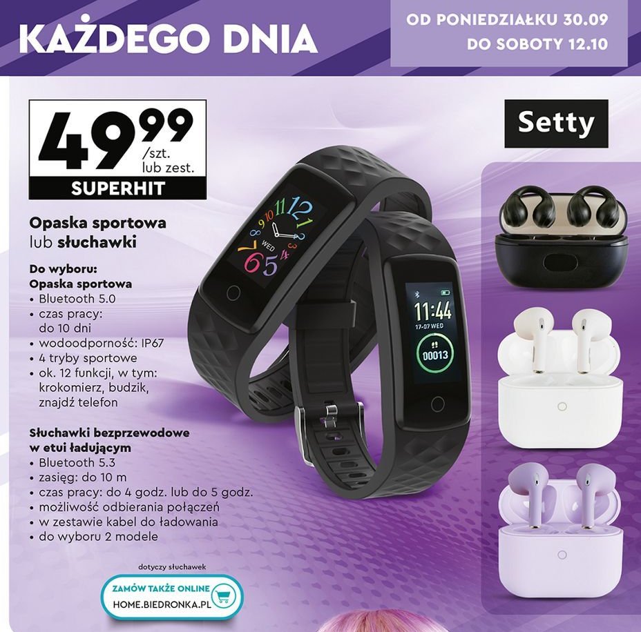 Smart bransoletka Setty promocja w Biedronka