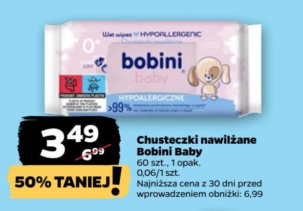 Chusteczki wilgotne z mleczkiem owsianym (hypoalergiczne) Bobini baby promocja w Netto