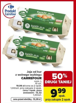 Jaja od kur z wolnego wybiegu CARREFOUR promocja w Carrefour