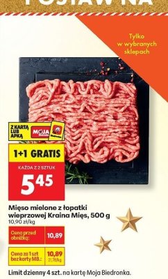 Mięso mielone z łopatki wieprzowej Kraina Mięs, 500 g promocja w Biedronka
