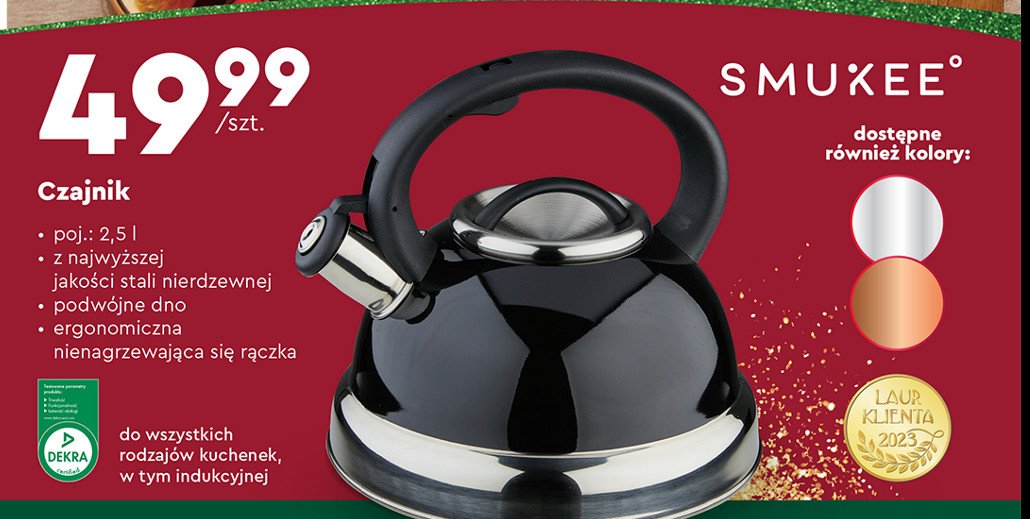 Czajnik 2.5 l z艂oty Smukee promocja