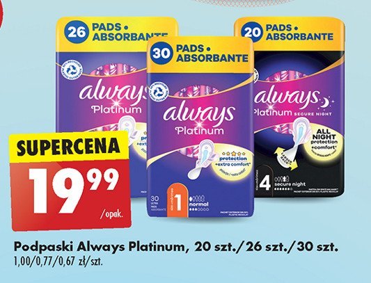 Podpaski night Always platinum promocja w Biedronka