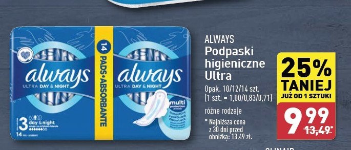 Podpaski day & night Always ultra promocja