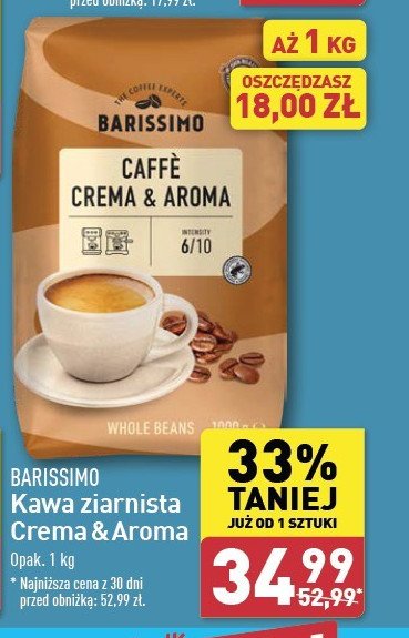 Kawa Barissimo caffe crema&aroma promocja w Aldi