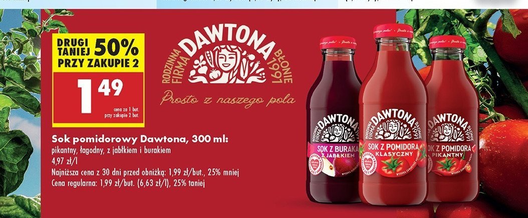 Sok z buraków z jabłkiem Dawtona promocja