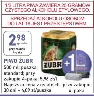 Piwo Żubr 500 ml puszka, standard cena promocja w Stokrotka