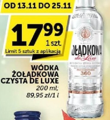 Wódka Żołądkowa Czysta De Luxe 200 ml promocja w Euro Sklep