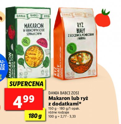 Makaron w kremowym sosie szpinakowym Sys dania babci zosi promocja