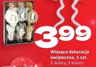 Wisząca dekoracja świąteczna, 2 wzory, 3 kolory promocja w Twój Market