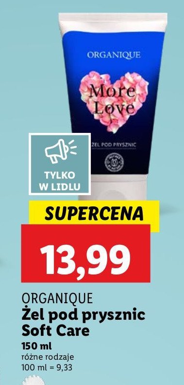 Żel pod prysznic more love Organique promocja w Lidl