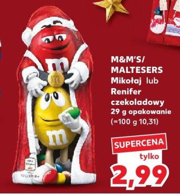 Czekolada M&M'S/MALTESERS Mikołaj lub Renifer czekoladowy promocja w Kaufland