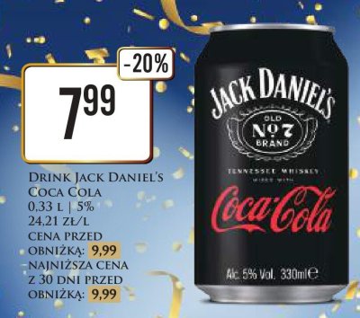 Drink Jack Daniel's Coca Cola promocja w Dino