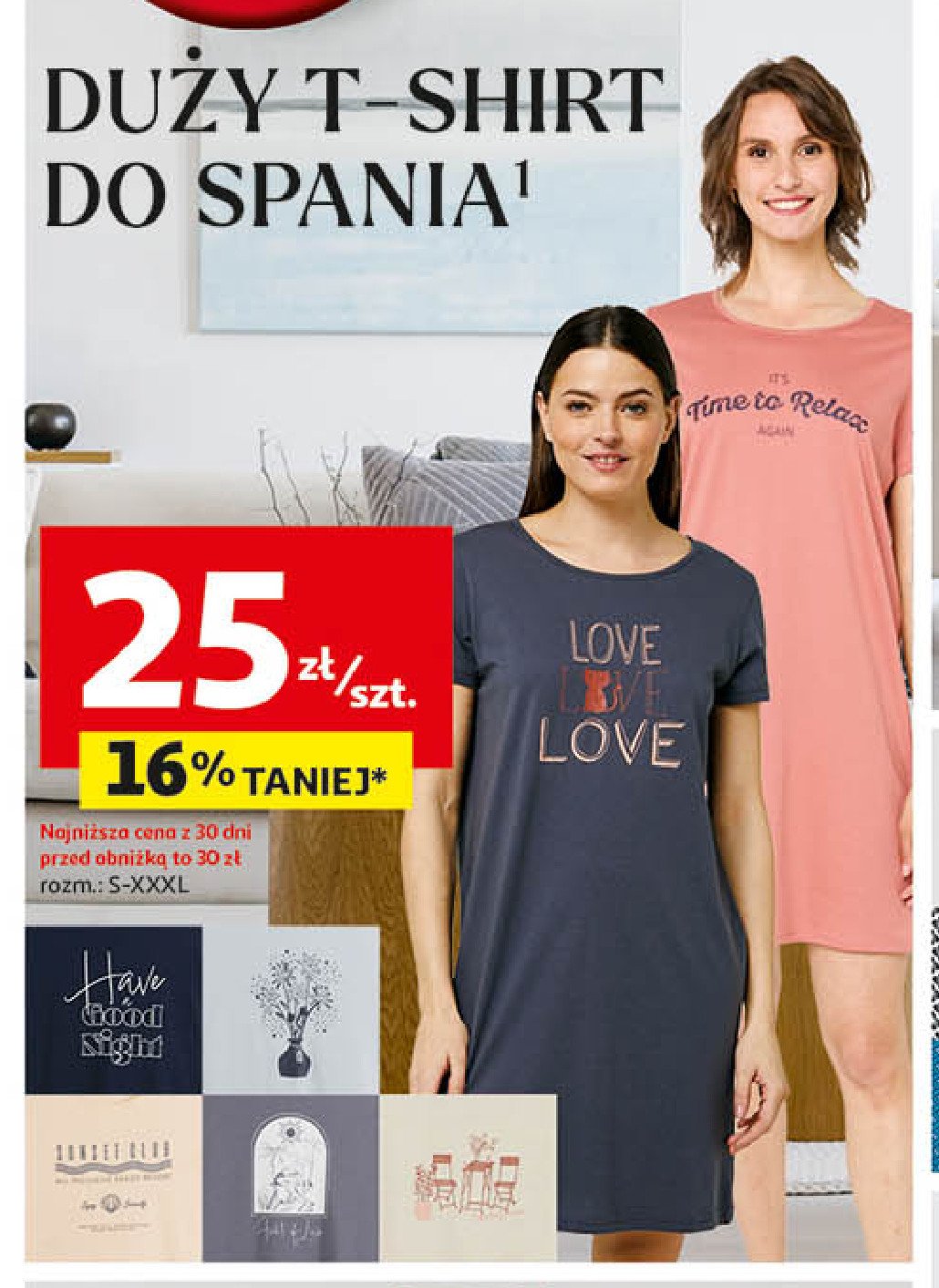 T-shirt damski do spania Auchan inextenso promocja