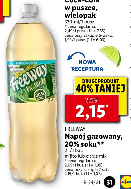 Nap贸j gazowany mojito Freeway promocja