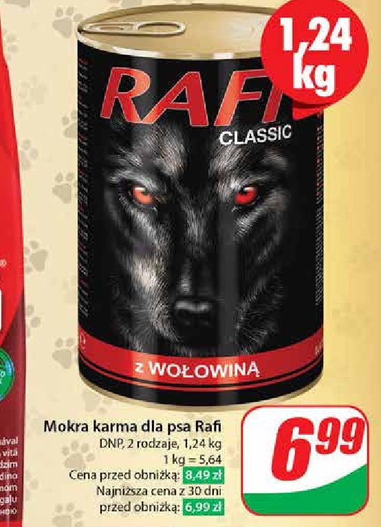 Karma dla psa z wołowiną Rafi classic promocja