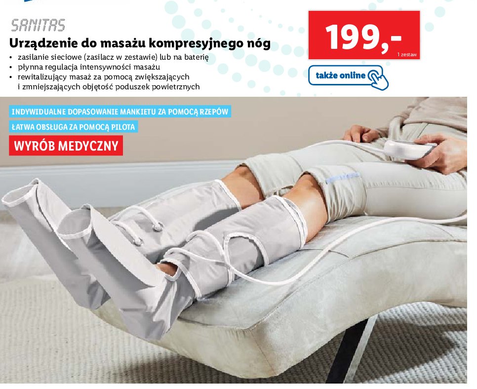 Urządzenie do masażu kompresyjnego nóg Sanitas promocja