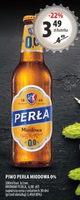 Piwo Perła Miodowa 0% 500ml but 0 żywiec browar perła, 6,98 zł promocja w Arhelan