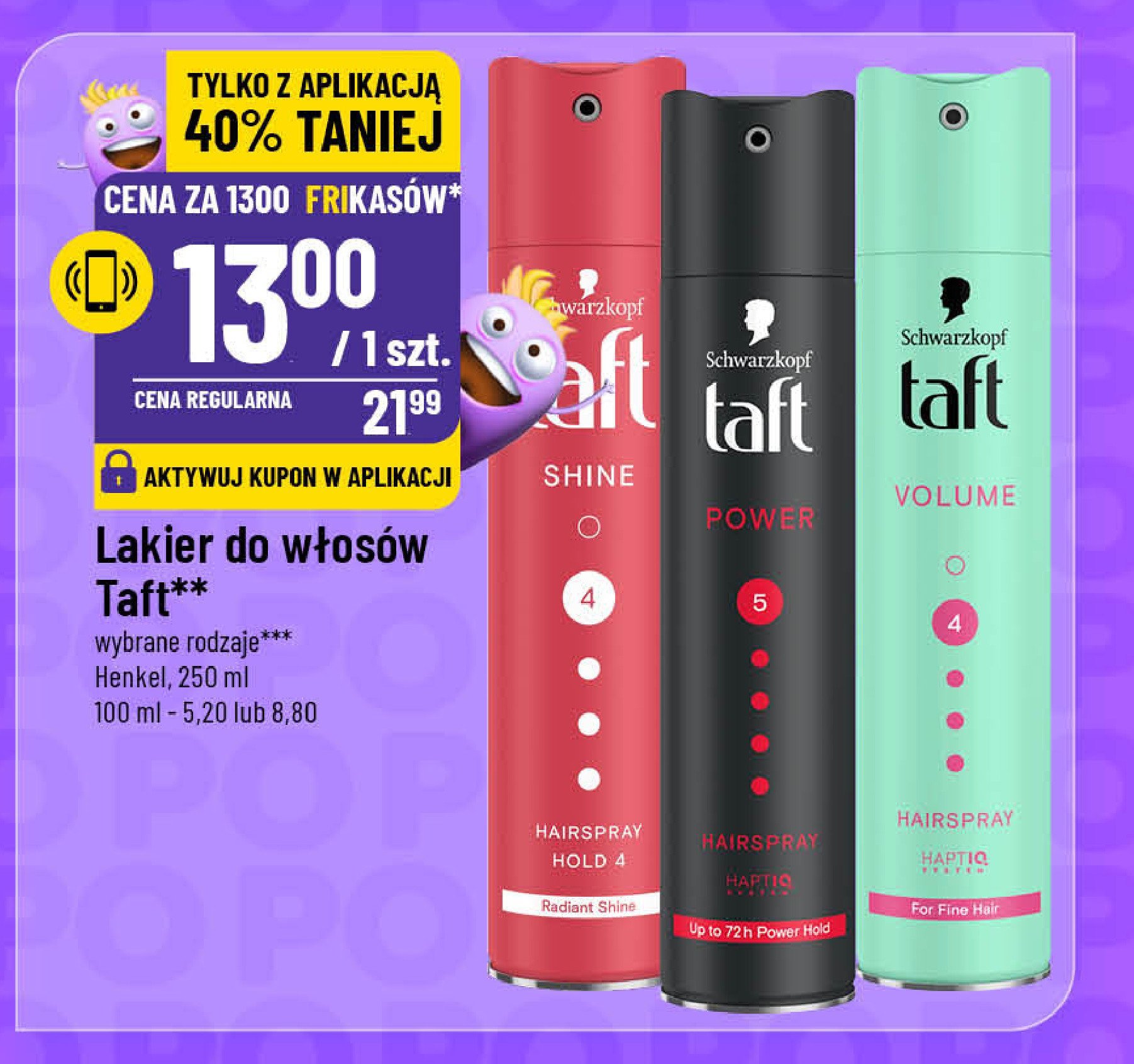 Lakier do włosów ultra strong Taft volume promocja w POLOmarket