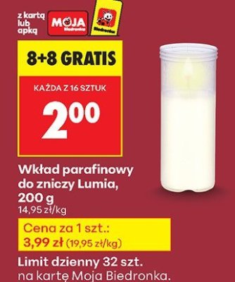 Wkład parafinowy do zniczy  promocja w Biedronka
