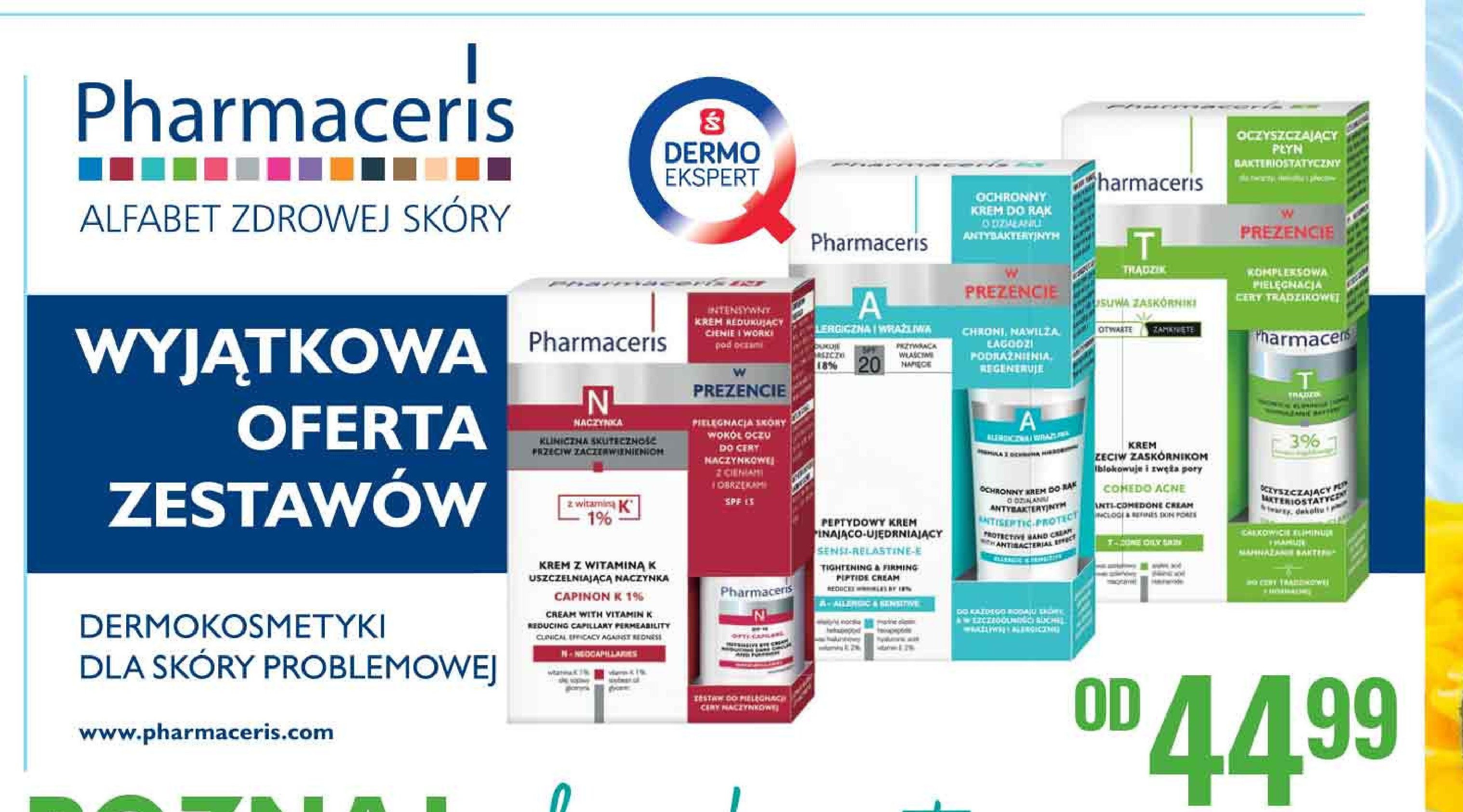 Zestaw w pudełku: krem peptydowy napinająco-ujędrniający 50ml + krem di rąk antybakteryjny 50 ml Pharmaceris zestaw promocja