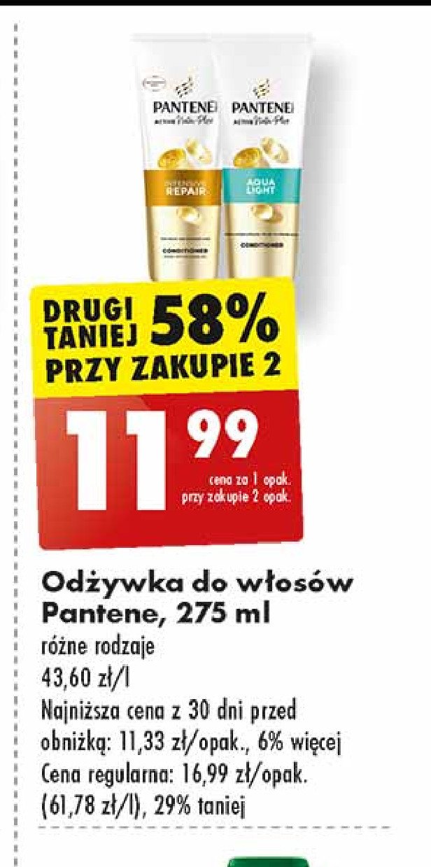 Balsam do włosów Pantene pro-v aqua light promocja