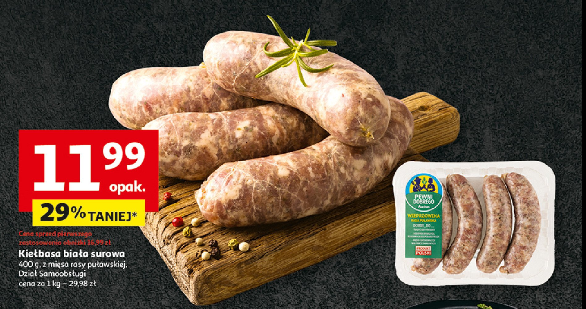 Kiełbasa biała Auchan pewni dobrego promocja