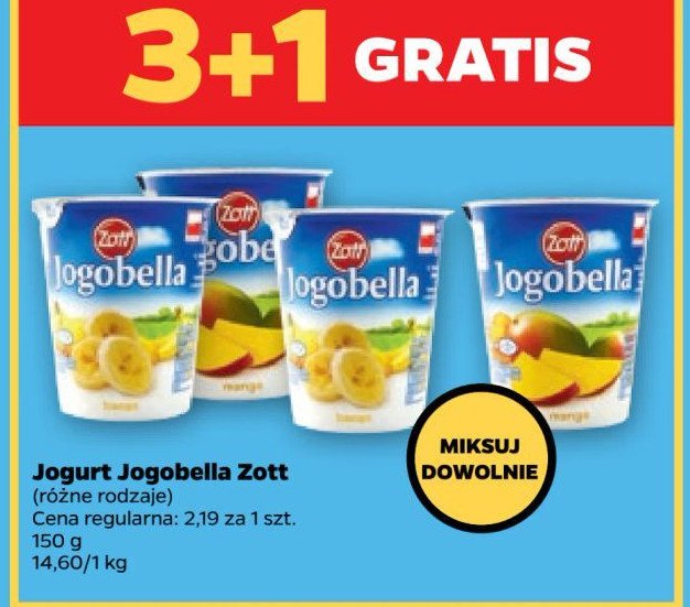 Jogurt banan Zott jogobella promocja w Netto