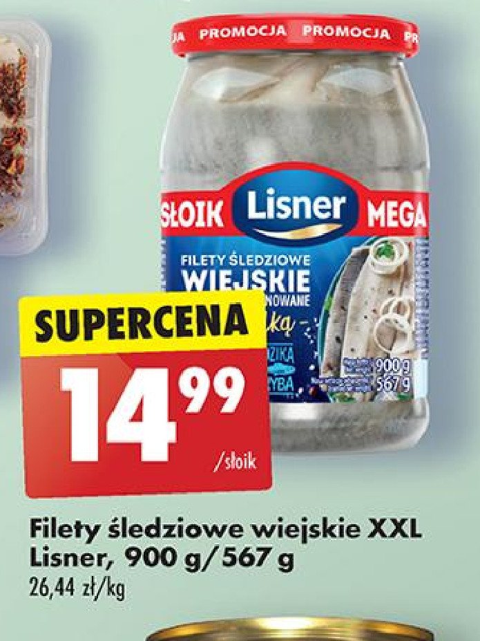 Filety śledziowe wiejskie w oleju z cebulką Lisner promocja w Biedronka