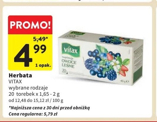 Herbata owoce leśne VITAX FAMILY promocja