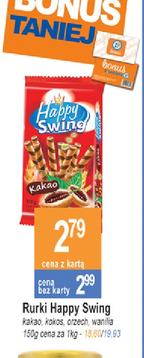 Rurki waflowe kokosowe Flis happy swing promocja