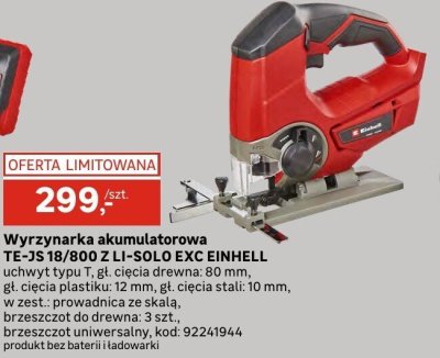 Wyrzynarka akumulatorowa TE-JS 18/800 Z LI-SOLO EXC EINHELL promocja w Leroy Merlin