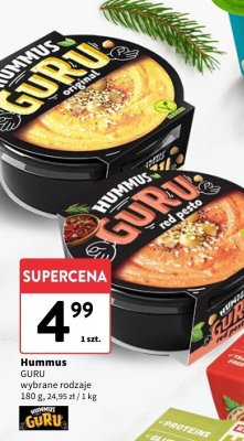 Hummus wybrane rodzaje GURU promocja w Intermarche