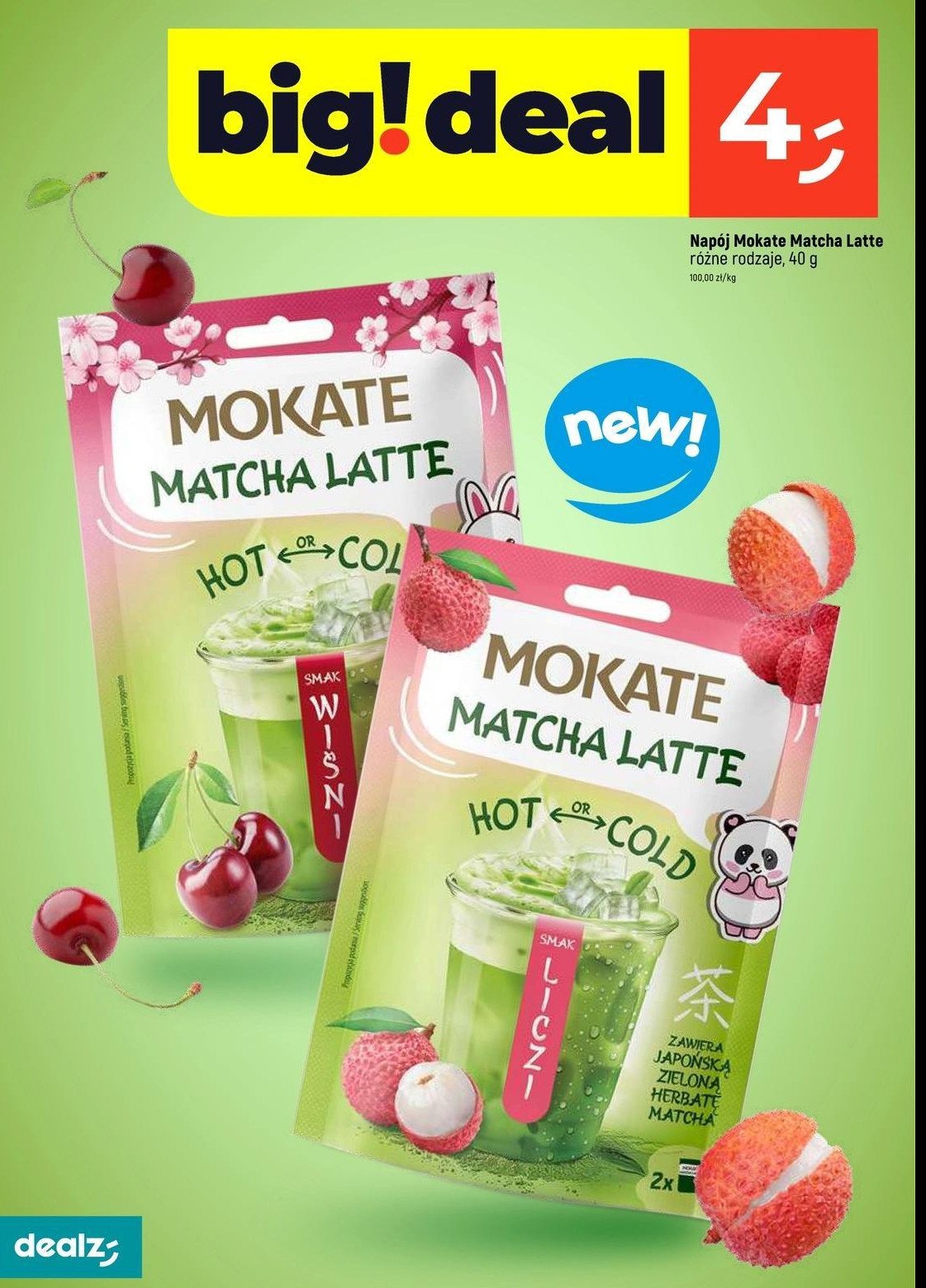 Herbata o smaku liczi Mokate matcha latte promocja w Dealz