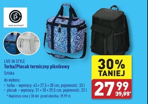 Torba termiczny 33 l Live in style promocja