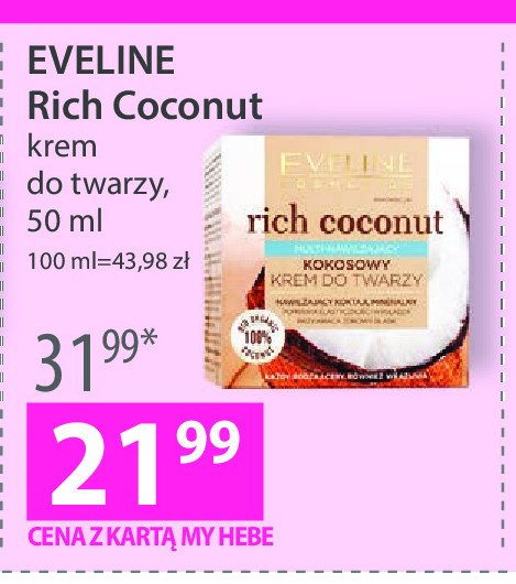 Krem do twarzy multi-nawilżający Eveline rich coconut promocja