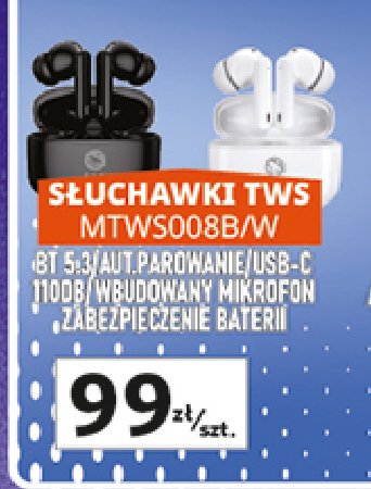 Słuchawki tws mtws008 czarne Manta promocja